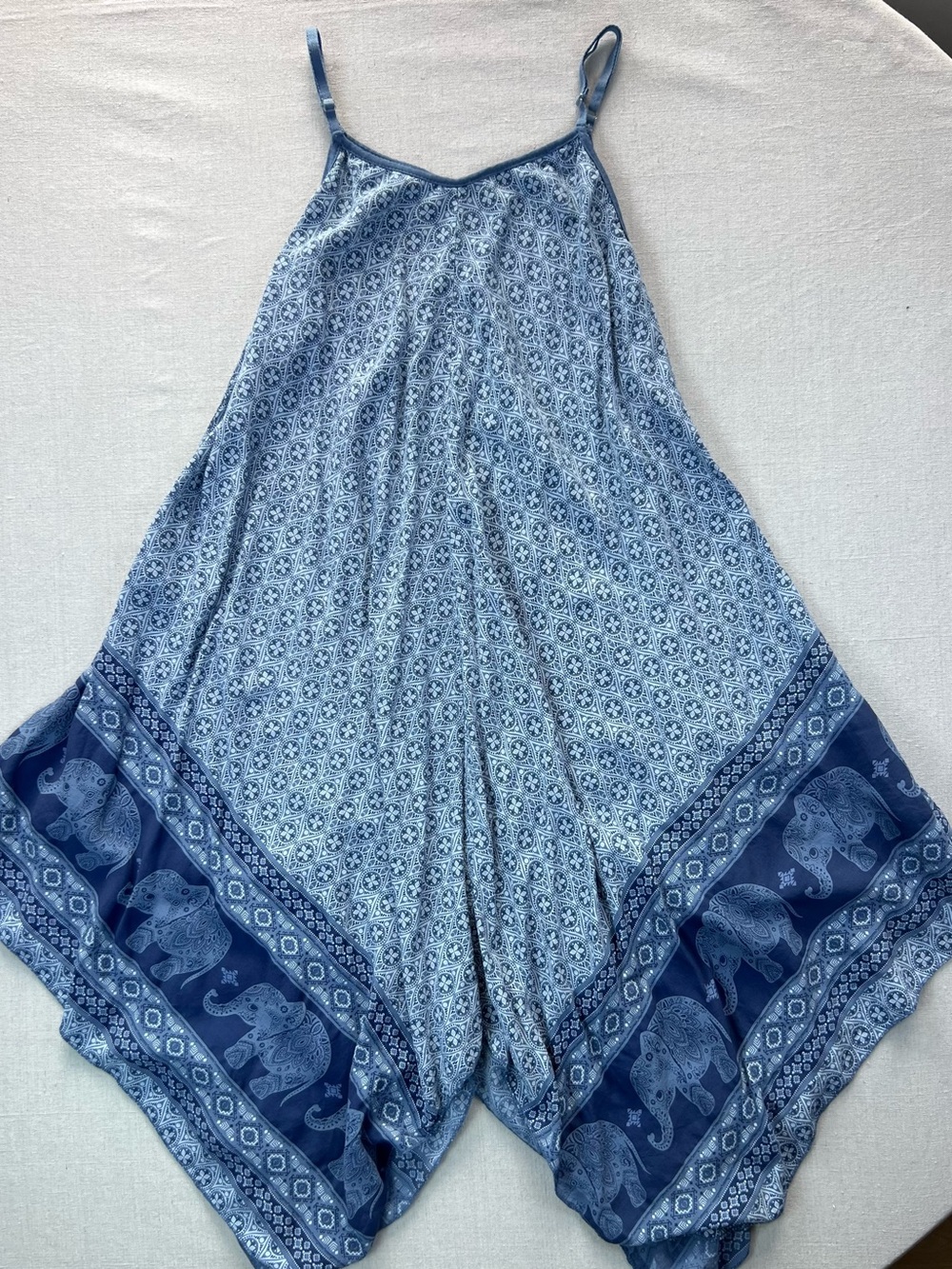 Beyond Capri Women’s Blue Printed Elephant & Geometric Pattern Sundress One Size